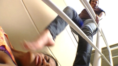 Giantess Tati Devassa's Karate Feet: Big Feet Domination on Paulinha