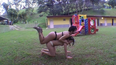 Outdoor Pony Play: Muscle Queen Maiara Lima Rides Wanessa Camargo