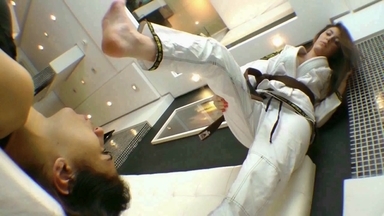 Karateka Pandora Cruel's Strong Feet: Foot Domination of Pat