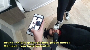 Model Casting Trampling: 3 Top Models in Sneakers (Eng Subs)