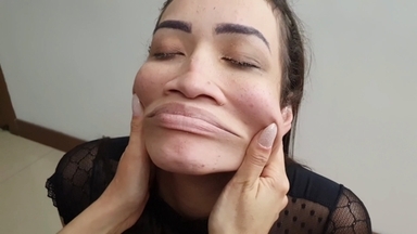 The Powerful Face Massage: Sexy Latina Hands Squeezing Her Friend