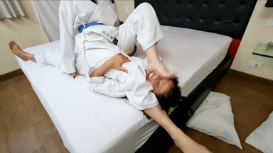 Karate Feet Fight: Perfect Polished Toes and Face Trampling