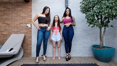 Slender Pony vs Two Giantess Dominas: Lift and Carry Pony Play