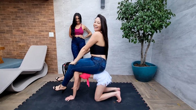 Slender Pony vs Two Giantess Dominas: Lift and Carry Pony Play
