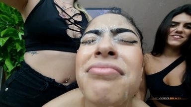 Liters of Spit, One Glass for You: Extreme Spit Swallow Gang Bang