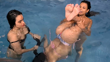Threesome Water Games: Three Beauties in Tight Bikinis